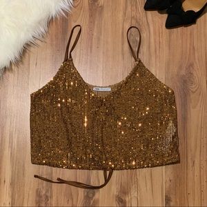 Zara Tops | Sequin Crop Top Zara | Never been worn